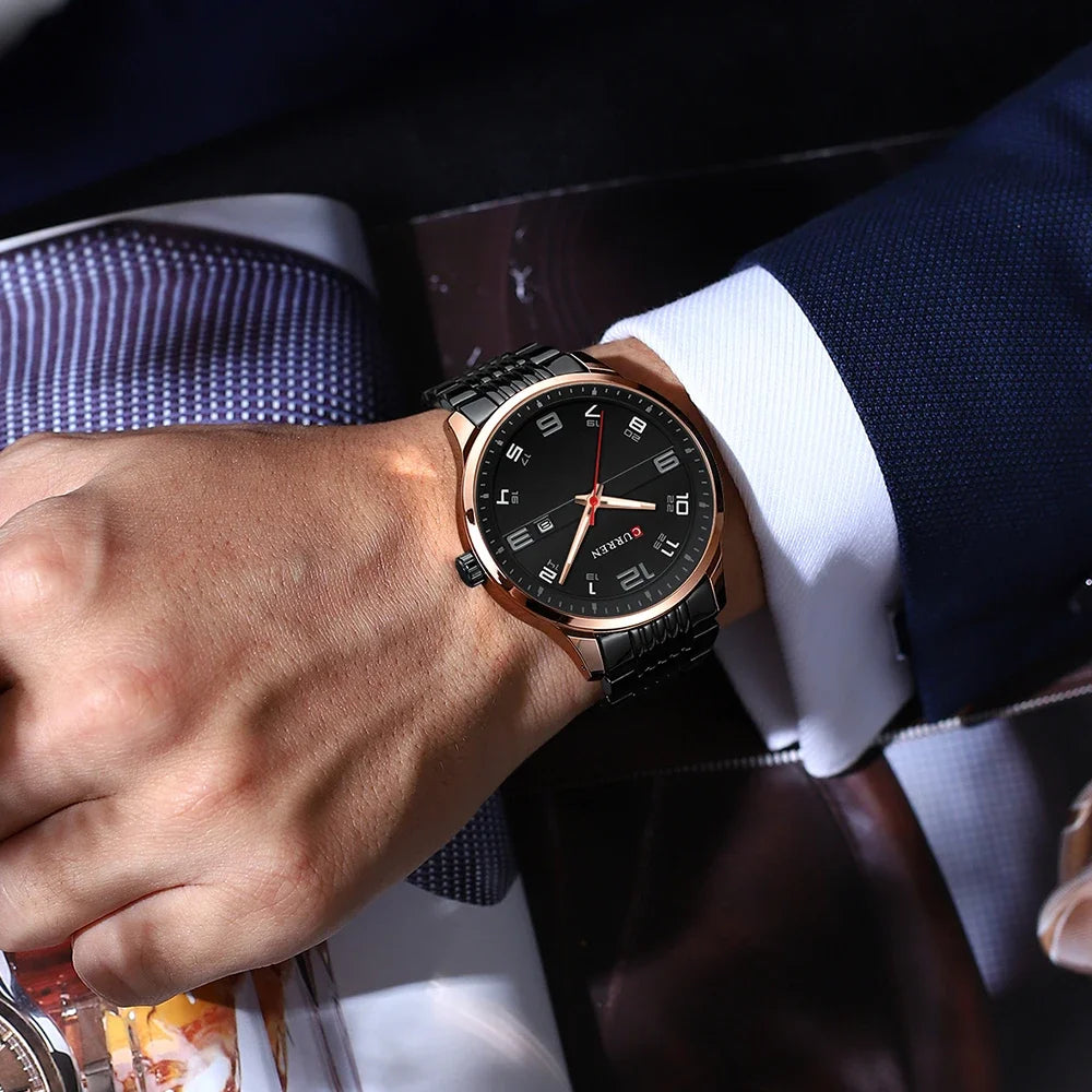 Men Fashion Casual Business Watches Men's Quartz Clock Male stainless steel Strap Wrist Watch Relogio
