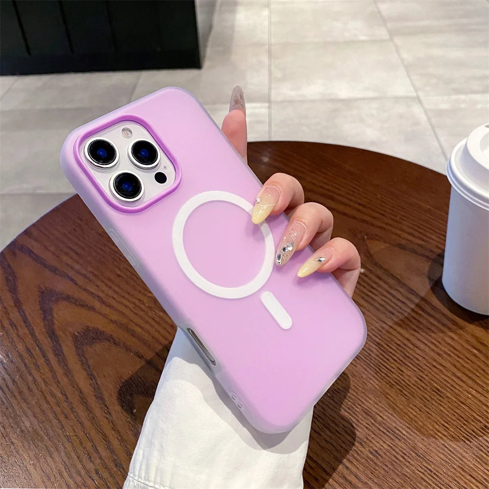 Luxury Candy Color  Magnetic Matte Case For iPhone 17 16 15 14 13 12 11 Pro Max  Air 16 ProMax Magsafe Wireless Charging  Cover