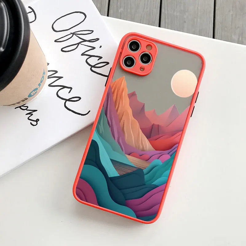 Printing Landscape phone case For iPhone 17 16 15 14 11 12 13 Pro Max Mini XS X XR 16 Plus Creative Mountains Shockproof Cover