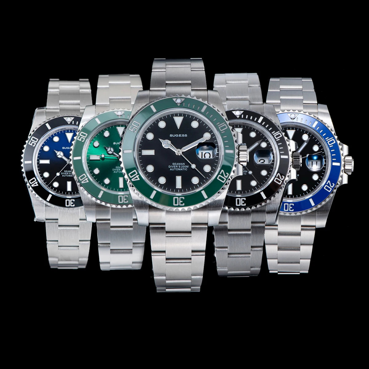 Sugess Watch of Men Diver NH35 Automatic Mechanical Wristwatch Date Sapphire Crystal Luminous Ceramic Bezel Waterproof 200M 2022
