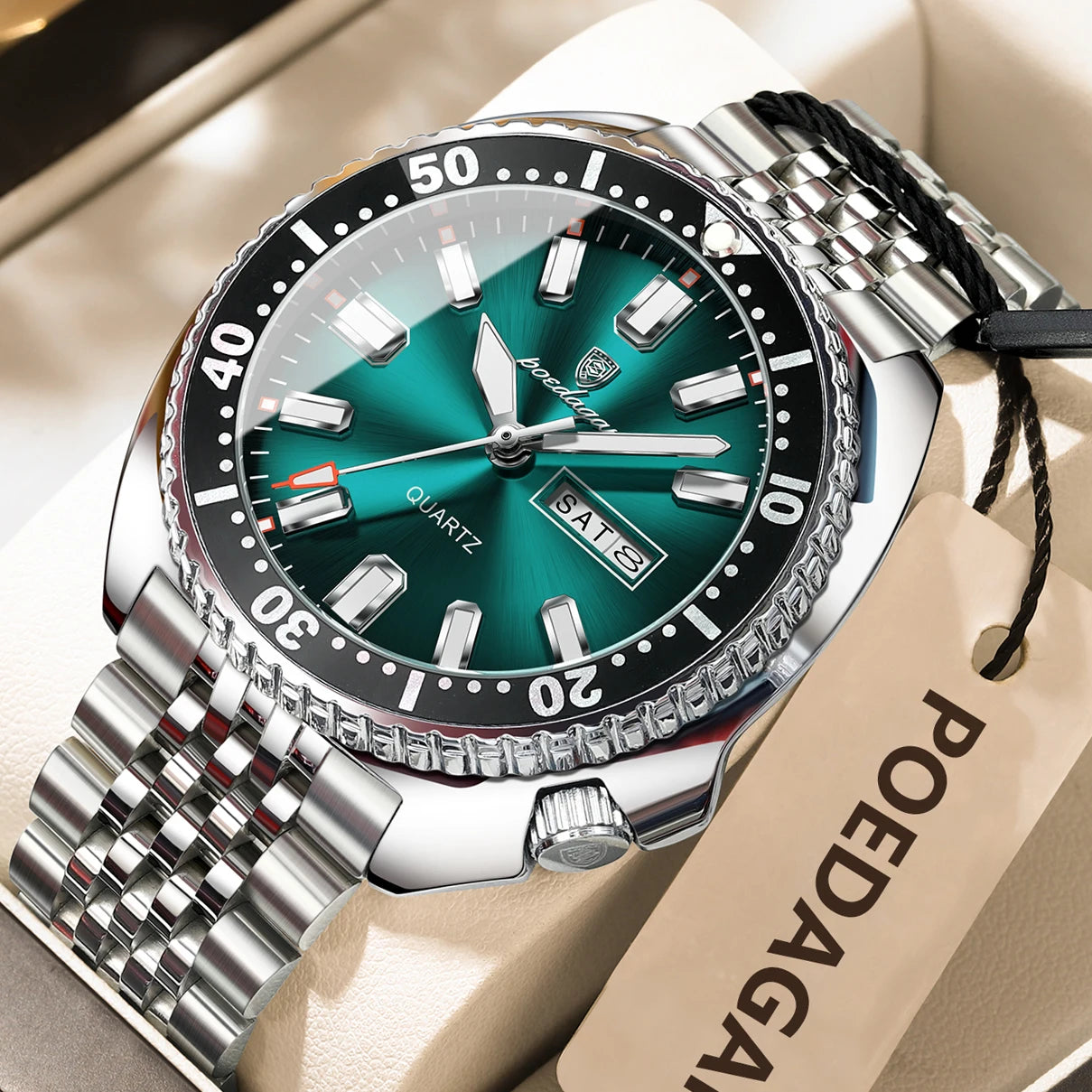 POEDAGAR Luxury Fashion Men's Watch Waterproof Luminous Quartz Male Watch Date Week Stainless Steel Casual Watches For Men Reloj