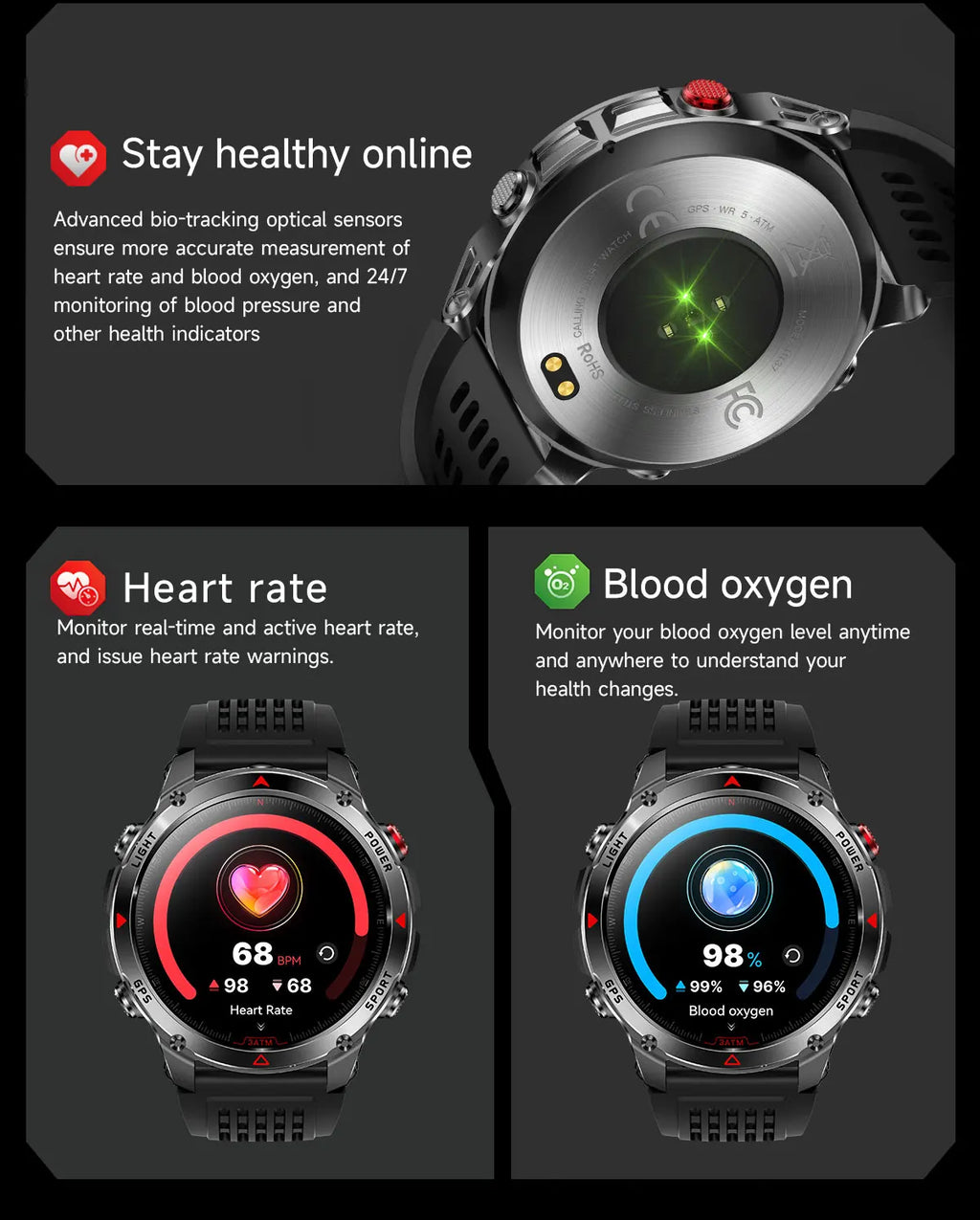 2025 New Professional GPS Sports Smart Watch Outdoor RIDE Run GPS track Swim Watchs Compass Altimeter 3ATM Sports Bracelets Men