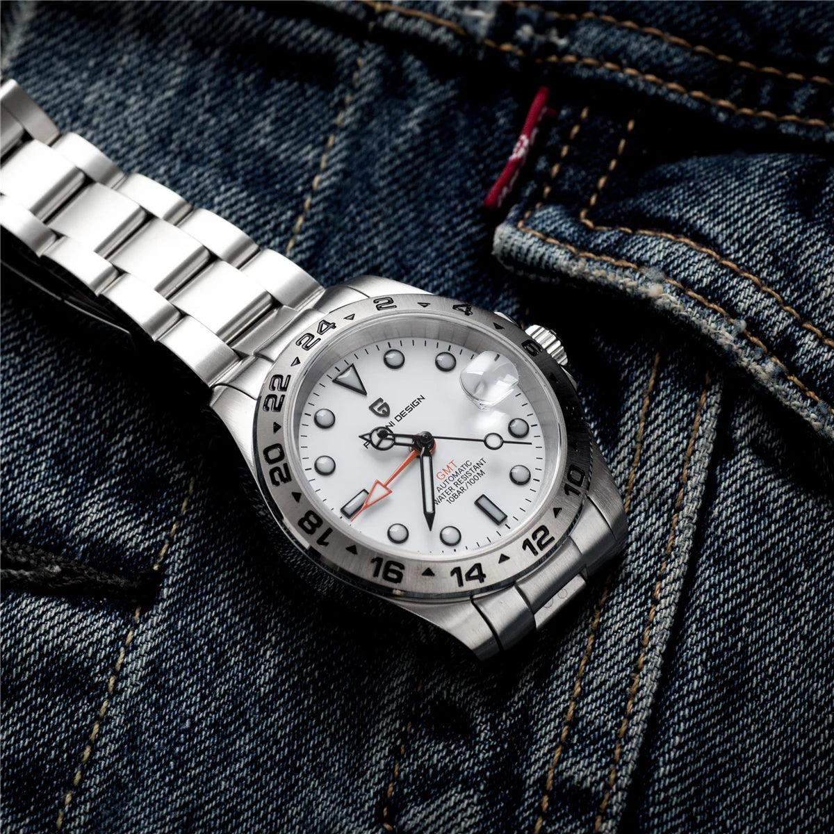 PAGANI DESIGN PD1762 Men’s Automatic Mechanical GMT Watch DG5833 Sapphire Crystal 10Bar Waterproof Stainless Steel Dual Time