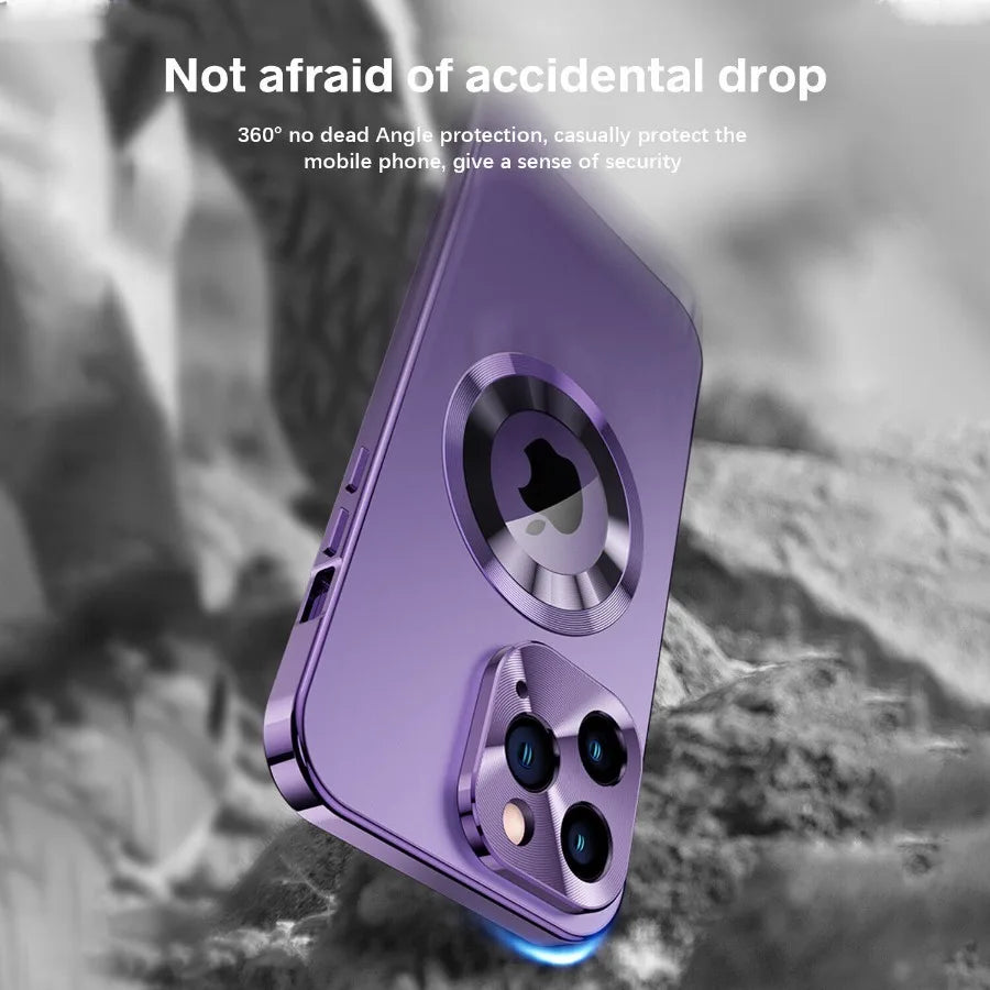 For iPhone 17 16 15 14 13 12Pro Max Full Aluminum Metal Magnetic Case Double-Sided Protection Shockproof Cover Screen Protector