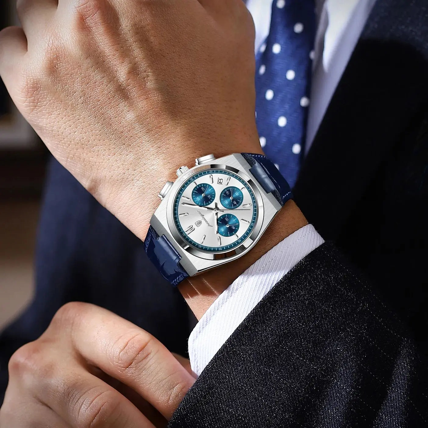 POEDAGAR Luxury Classic Men's Watch Waterproof Luminous Chronograph Date Quartz Man Clock Fashion Sports Leather Watches For Men