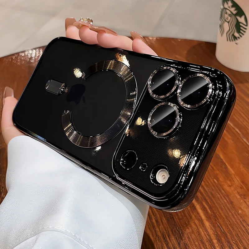 Luxury Magsafe Soft Phone Case For iPhone 11 12 13 14 15 16 17 Pro Max Plus Air Magnetic Transparent TPU Bumper Cases Cover