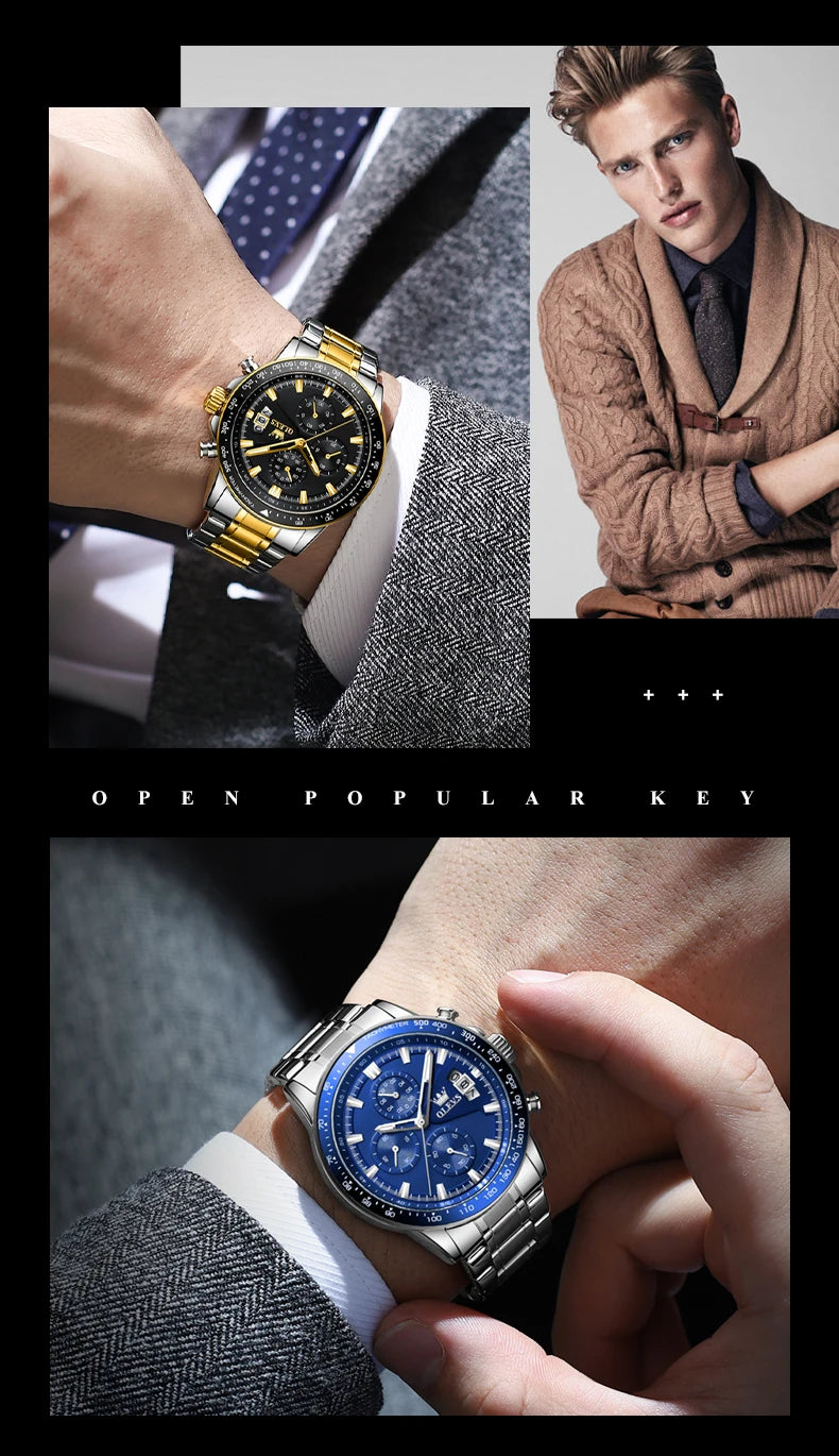 OLEVS TY705 Men Watch Luxury Waterproof Luminous Quartz Watch Multi functional Timing Watch Exclusive Sports Original Men Watch