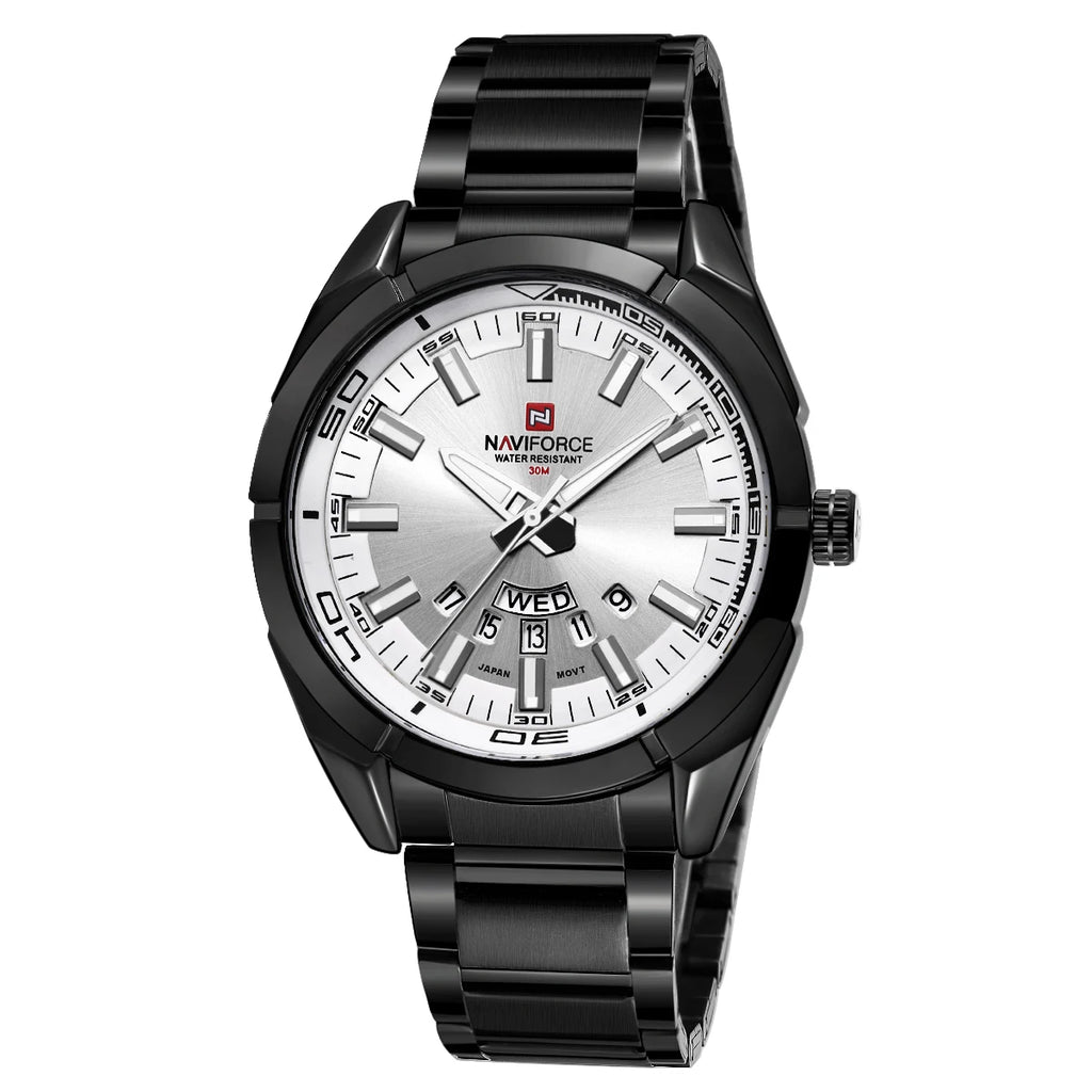 NAVIFORCE Classic Casual Watch for Men Stainless teel Sport Waterproof Male Watches Quartz Date Display Clock  Relogio Masculino