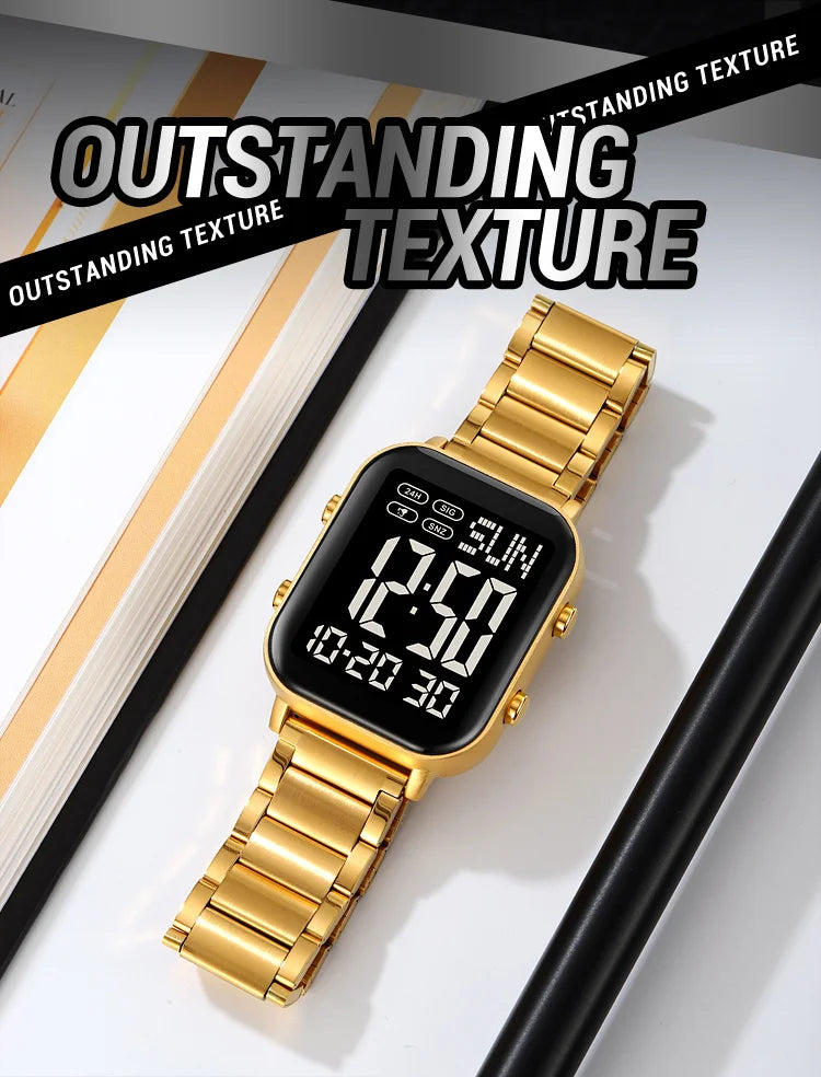 Skmei Men Digital Watches Luxury Stainless Steel Strap Dual Time Zone Man Sports Bracelet Watch 30M Waterproof Male Alarm Clock