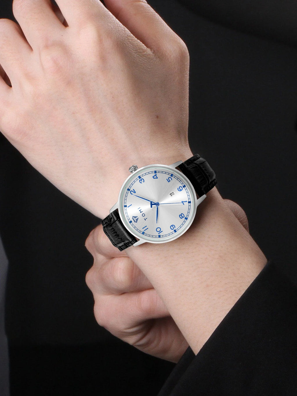 TOMI men's minimalist fashion watch circular dial calendar men's and women's casual quartz watch clock gift