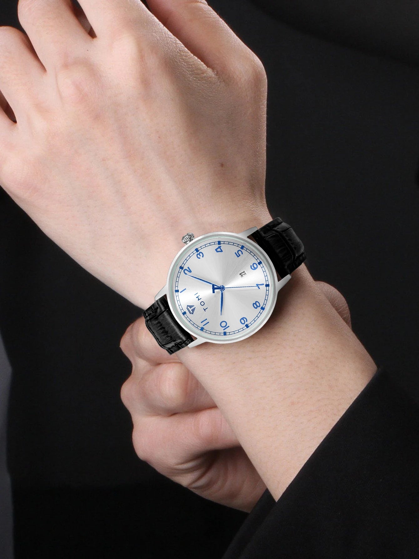 TOMI men's minimalist fashion watch circular dial calendar men's and women's casual quartz watch clock gift