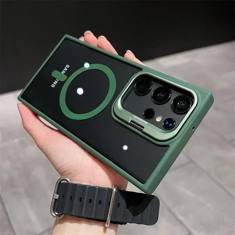 Camera Protector Holder Clear Phone Case For Samsung Galaxy S25 Ultra S24 S23 S22 S23 FE Plus Magsafe Magnetic Cover Capa Fundas