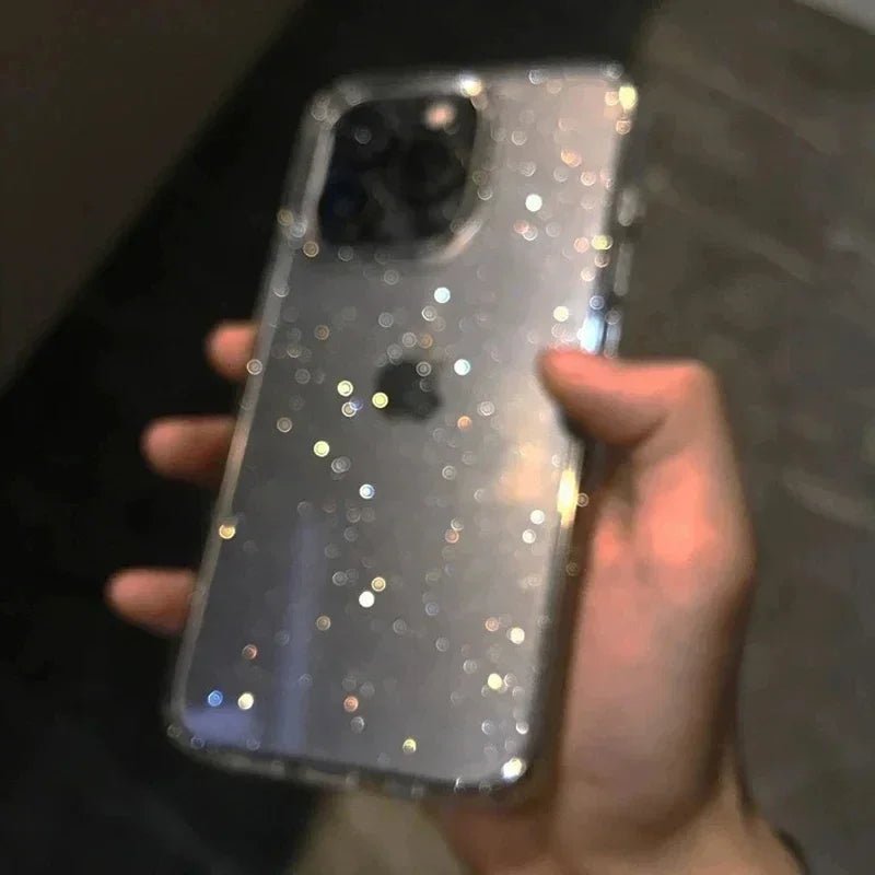 Classic Fashion Flash Powder Transparent Soft Shockproof Mobile Phone Case for IPhone16 15 14 13  Pro Max Mini The Perfect Case
