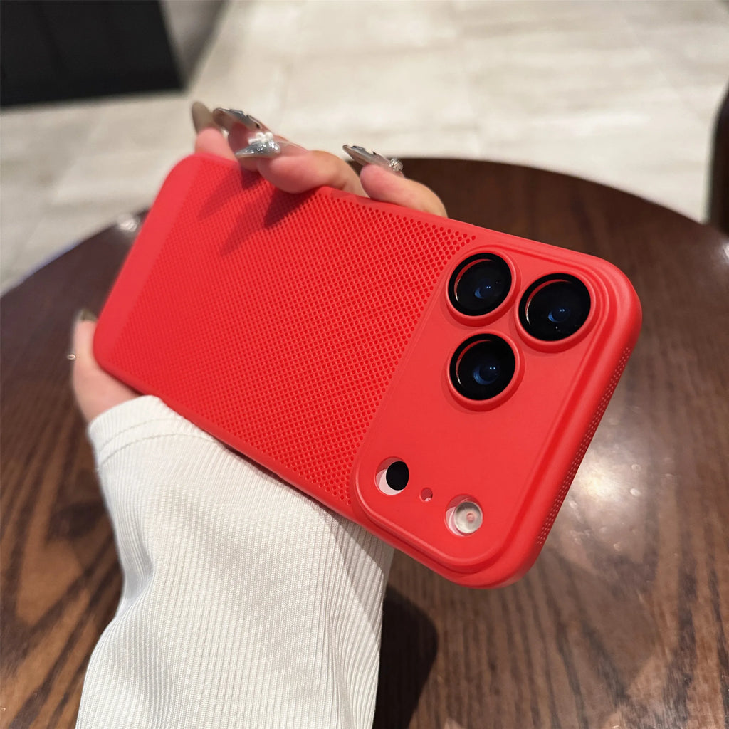 Original Cooling Grid Heat Dissipation Phone Case For iPhone 17Air 16 16E 15 14 13 12 11 17 Pro Max Mesh Breathable Hard Cover