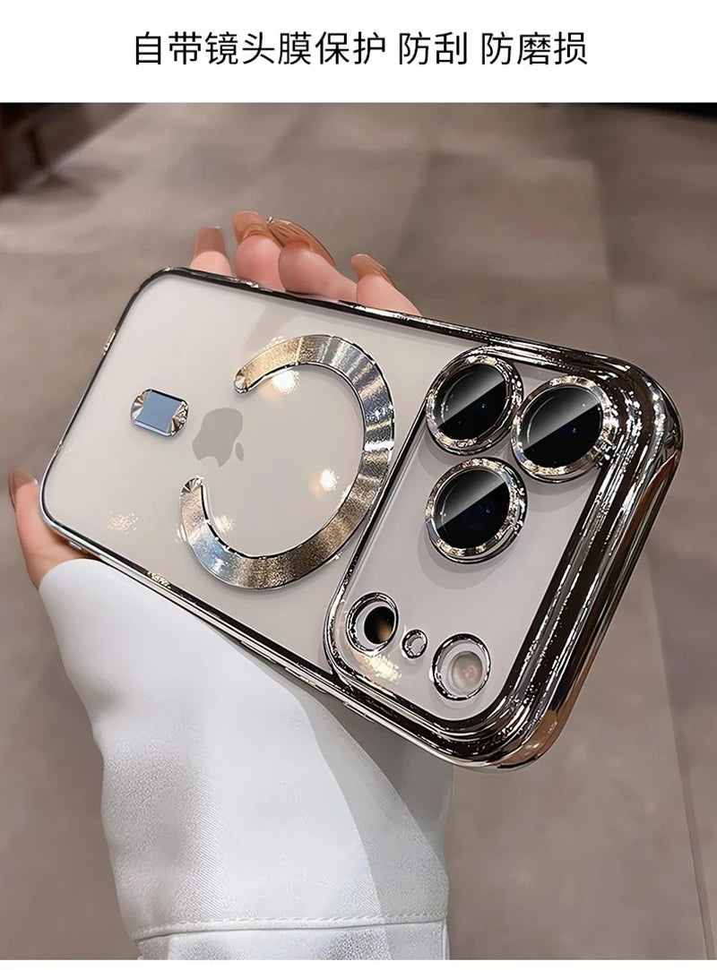 Luxury Magsafe Soft Phone Case For iPhone 11 12 13 14 15 16 17 Pro Max Plus Air Magnetic Transparent TPU Bumper Cases Cover
