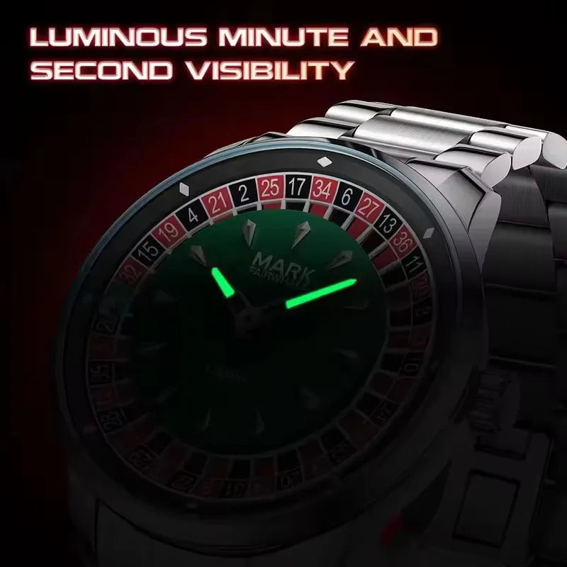 Mark Fairwhale 5031 Fashion Quartz Watches for Man Creative Rotating Dial Luminous Waterproof Steel Strap Casual Men Wristwatch