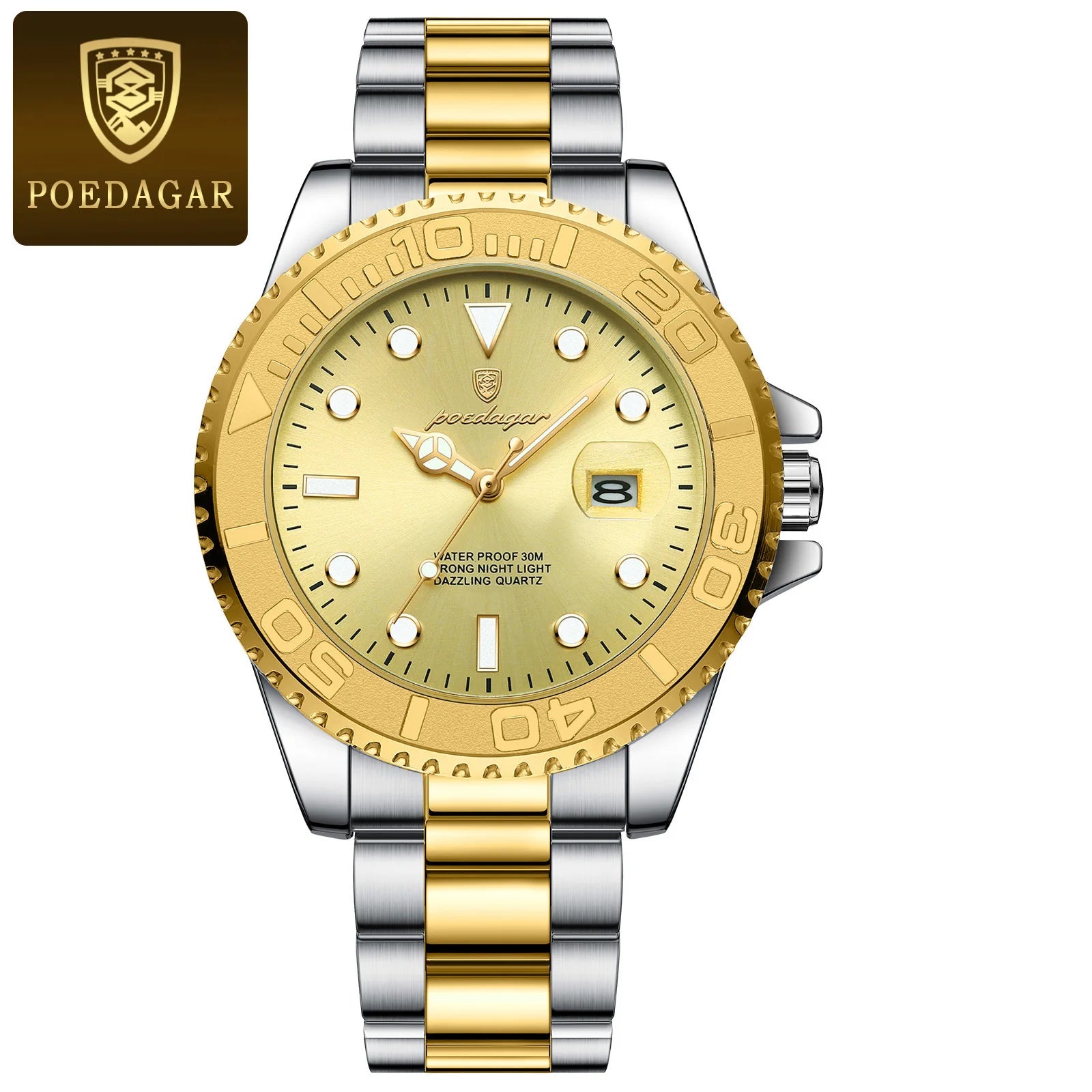 POEDAGAR Luxury Business Men Watch Waterproof Luminous Date Stainless Steel Men's Watches Military High Quality Quartz Man Watch
