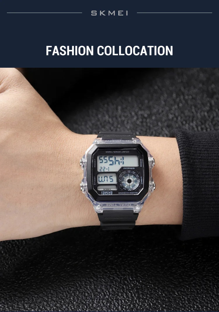 SKMEI 1998 Mens Multifunction 5Bar Waterproof Chrono Wristwatch Clock reloj hombre  Japan Digital Movement Countdown Sport Watch