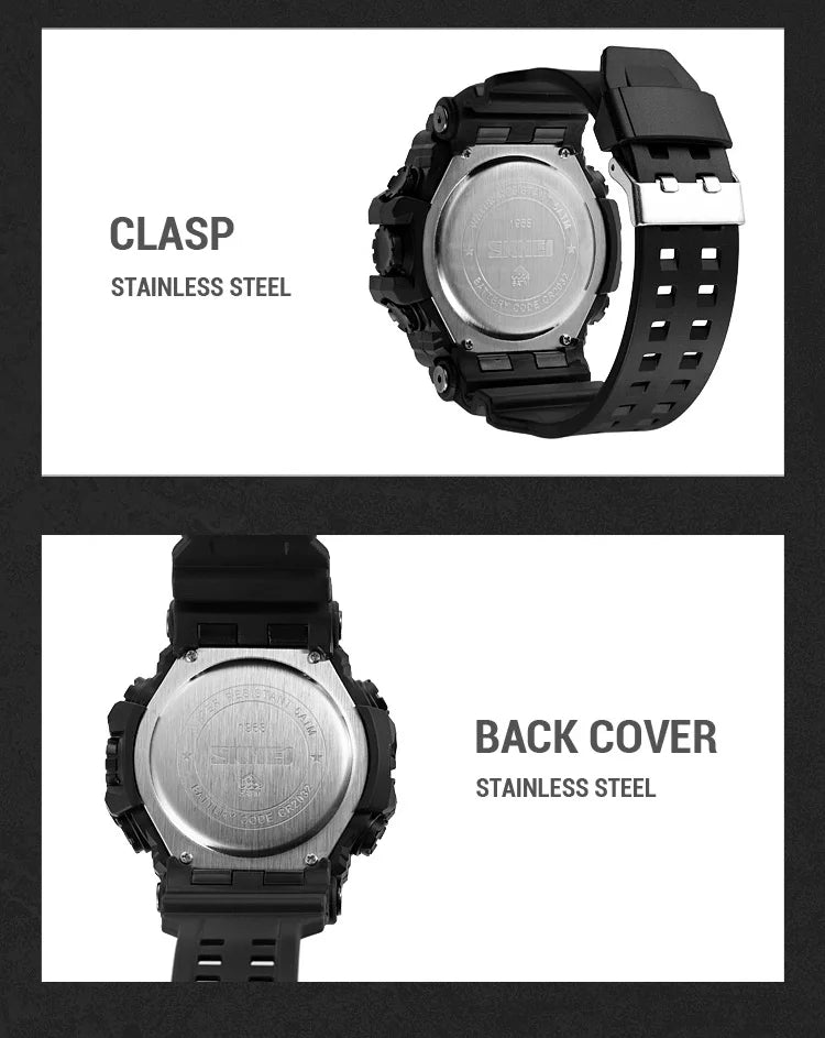 Skmei Luxury Fashion Sports Watches Men Waterproof Stopwatch Dual Time Digital Wristwatch Big Dial Clock Reloj Hombre