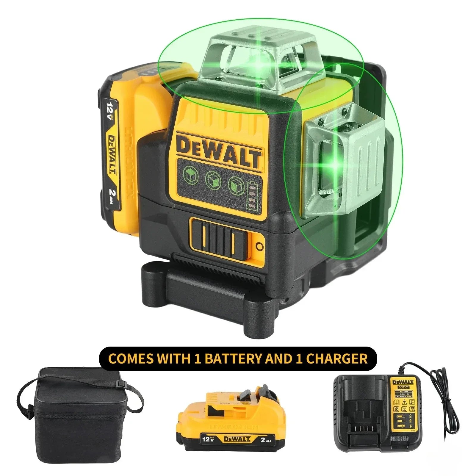 2026 DEWALT us DW089LG 12V Laser Level Self-Levelling 12-Line 3-Sides*360-Degree Horizontal & Vertical Cross-Line Tool