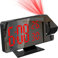 180° Rotation Projection Digital Alarm Clock Temperature Humidity Night Mode Snooze 12/24H USB Powered Projector Table LED Clock