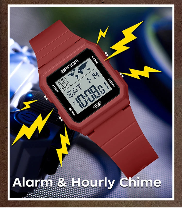 SANDA 2217 Sports Fashion Men Electronic Watches Multifunction Alarm Clock Countdown Luminous Waterproof Men's Digital Wristwatc