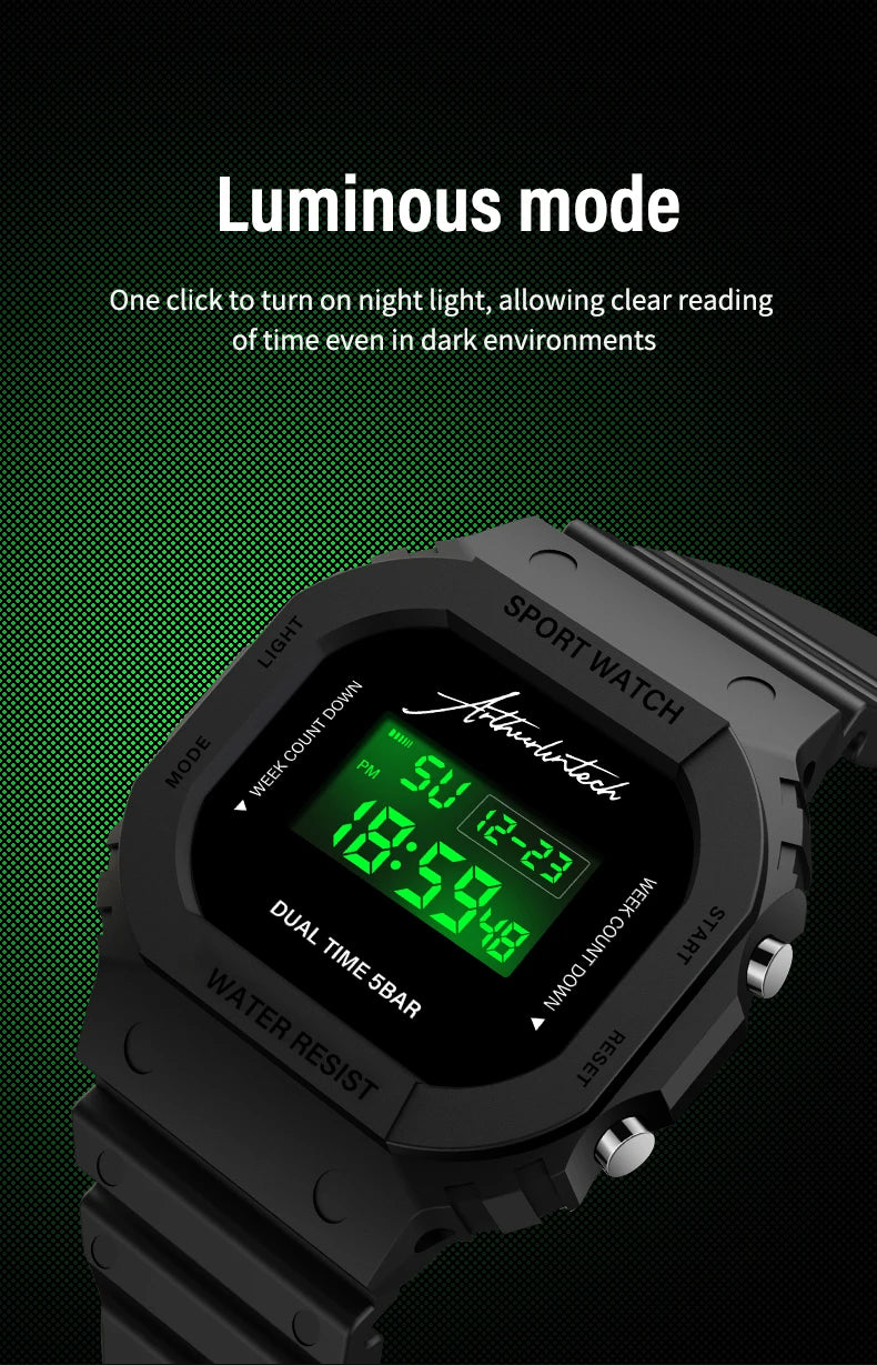 Military Digital Watch for Men Sports Waterproof Shockproof Mens Wristwatches LED Didplay Alarm Clock Reloj Hombre