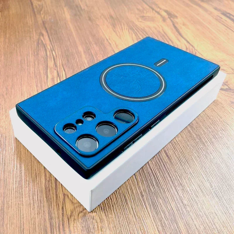 Luxury Leather Case For Samsung Galaxy S26 S25 S24 S23 S22 S21 Ultra Plus FE Note 20 S 24 23 Cover  For Magsafe Wireless Charge