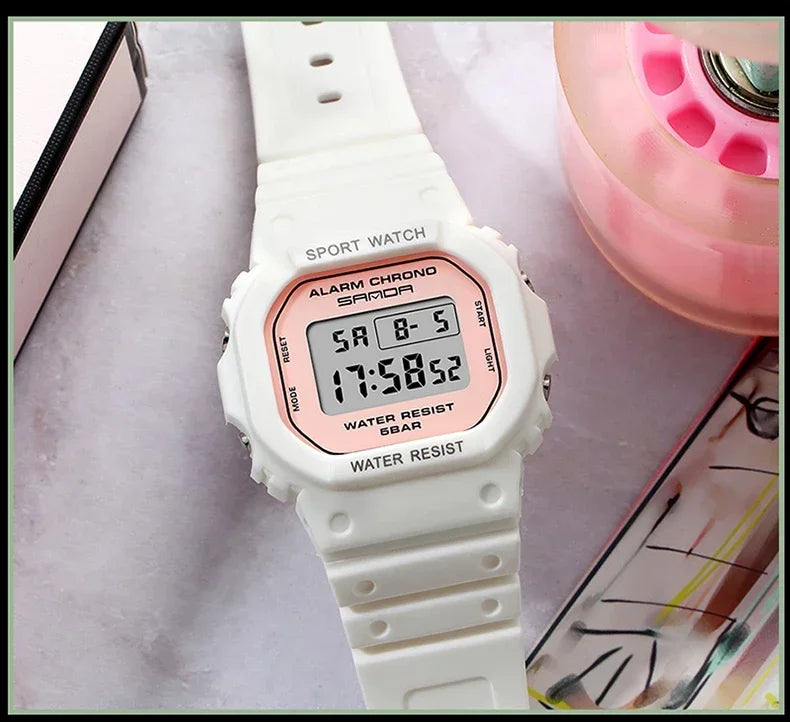 SANDA 293  Waterproof Watch Fashion Brand Ladies Watches For Women Sport Digital Wristwatches Female Clock LED Display 50m
