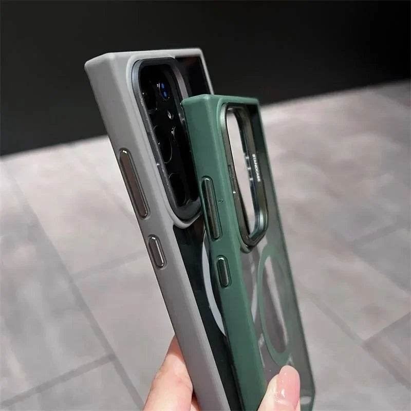 Camera Protector Holder Clear Phone Case For Samsung Galaxy S25 Ultra S24 S23 S22 S23 FE Plus Magsafe Magnetic Cover Capa Fundas