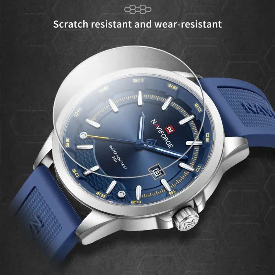 NAVIFORCE Men Business Watch Silicone Strap Wristwatches Quartz Casual Men's Watches Date Luminous Waterproof Original Clock