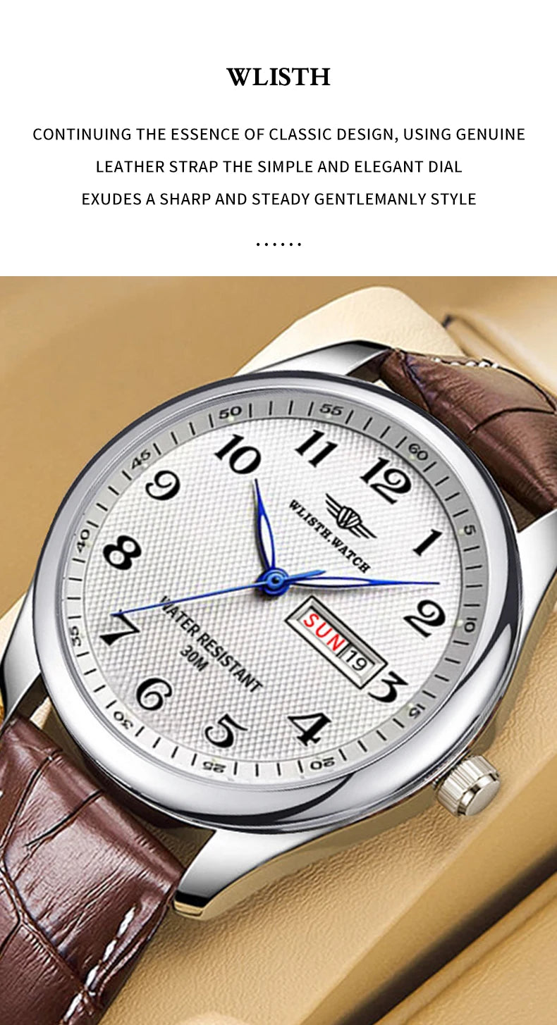 Vintage ultra-thin watch, atmospheric men's night light waterproof quartz watch, give gift