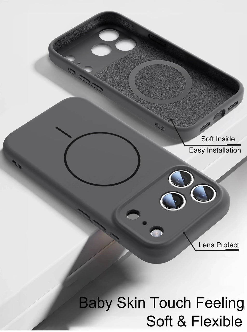 Luxury Liquid Silicone Case for iPhone 17 Air 16 16E 15 14 13 12 11 Pro Max Plus Soft For Magsafe Magnet Shockproof Matte Cover