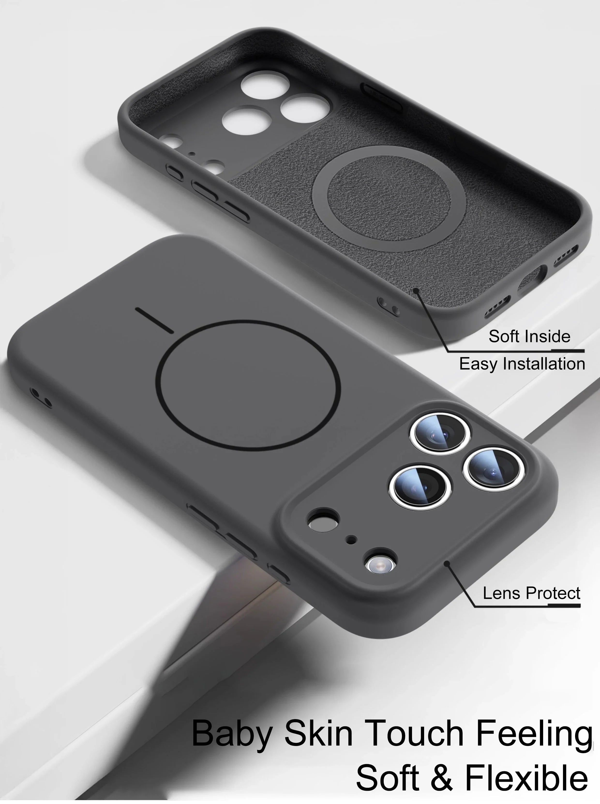 Luxury Liquid Silicone Case for iPhone 17 Air 16 16E 15 14 13 12 11 Pro Max Plus Soft For Magsafe Magnet Shockproof Matte Cover