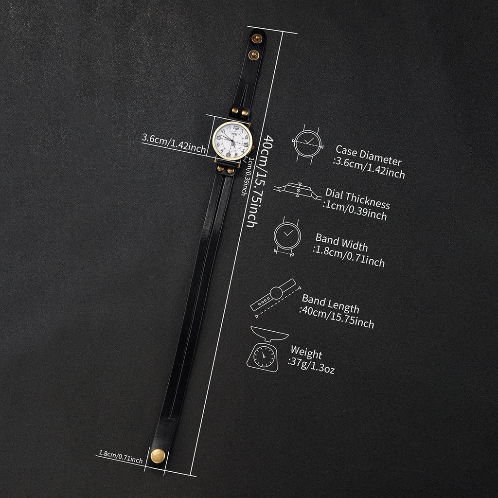 Vintage Leather Band Women's Watch Casual Arabic Dial Ladies Wristwatches