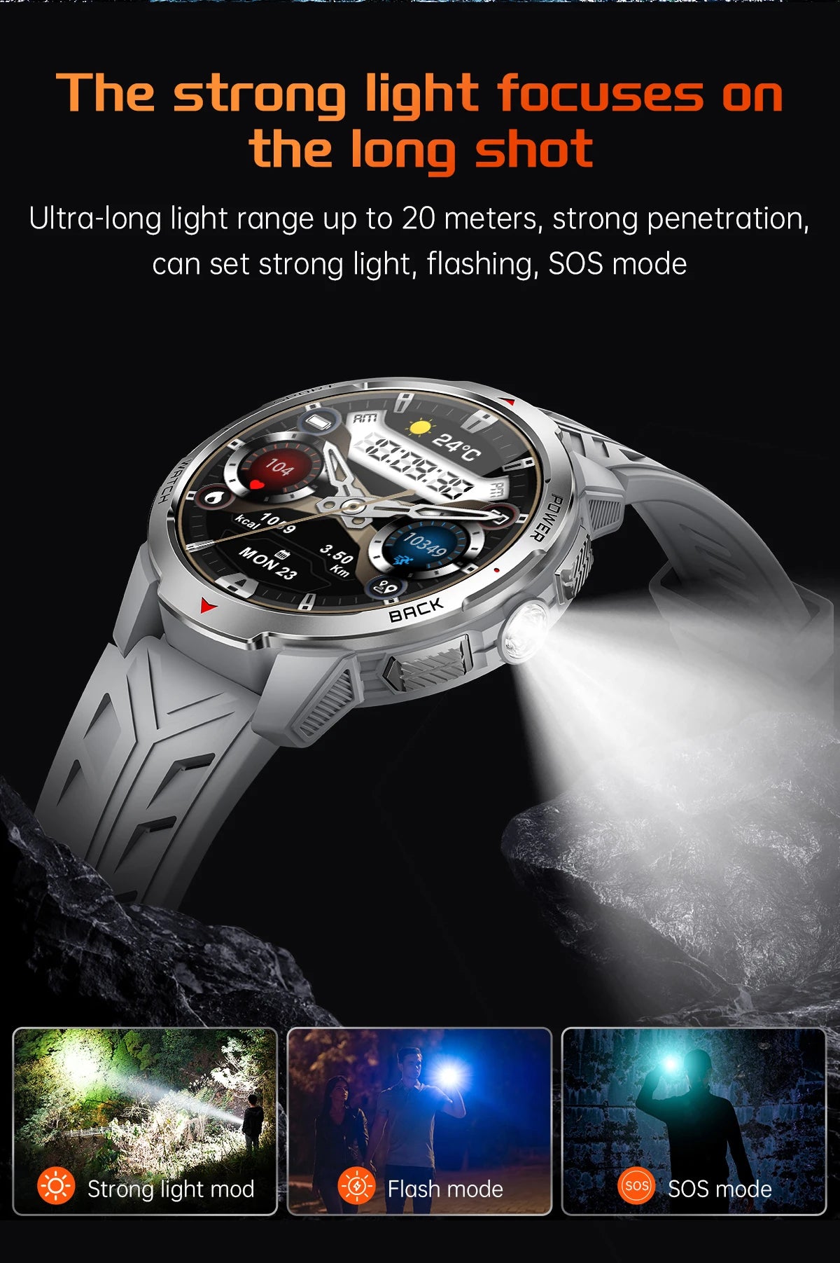 LIGE New 1100mAh Battery Smart Watches For Man Outdoor Sport LED Flashlight Compass Men’s Smartwatch Bluetooth Call Men Watches