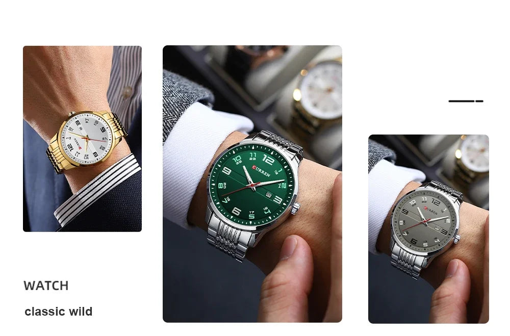 Men Fashion Casual Business Watches Men's Quartz Clock Male stainless steel Strap Wrist Watch Relogio