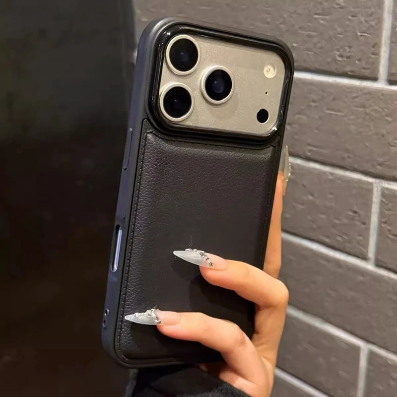 Luxury Drum Cortex Plain Phone Case For iPhone 11 12 13 14 15 16 17 Pro Max Plus Air Shockproof Bumper Cases Cover