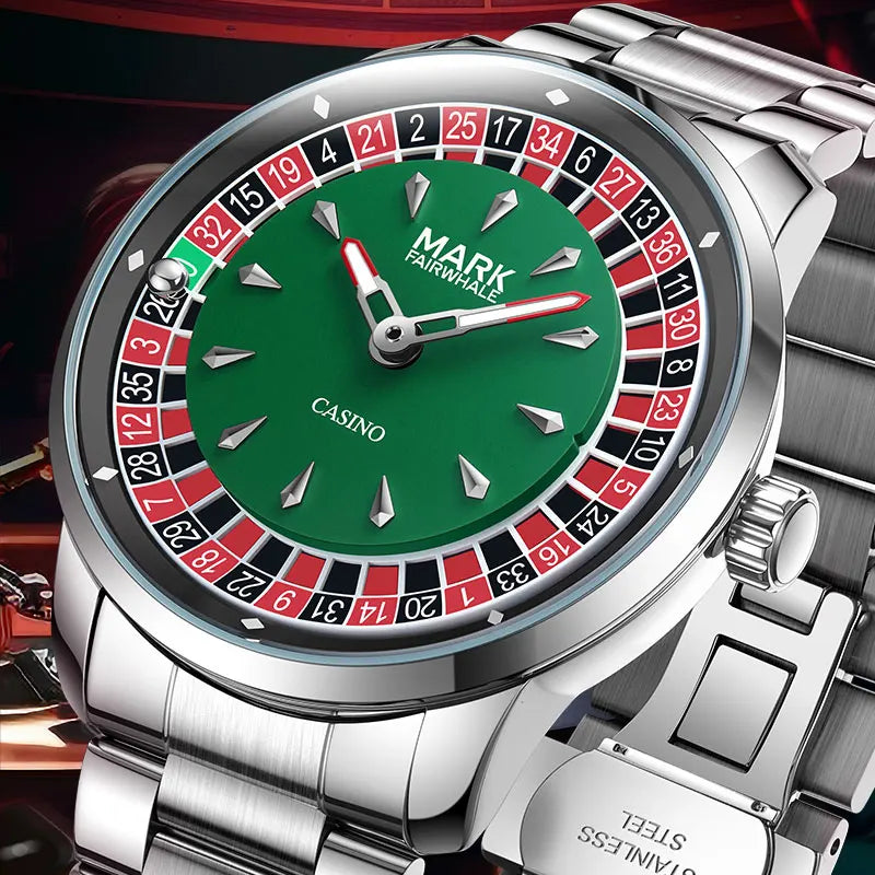Mark Fairwhale 5031 Fashion Quartz Watches for Man Creative Rotating Dial Luminous Waterproof Steel Strap Casual Men Wristwatch