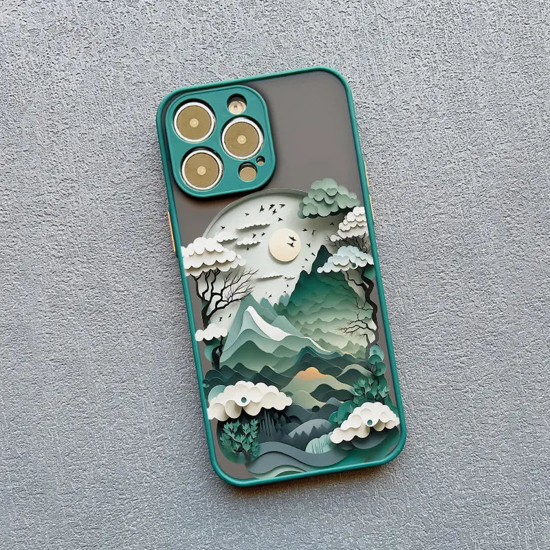 Printing Landscape phone case For iPhone 17 16 15 14 11 12 13 Pro Max Mini XS X XR 16 Plus Creative Mountains Shockproof Cover