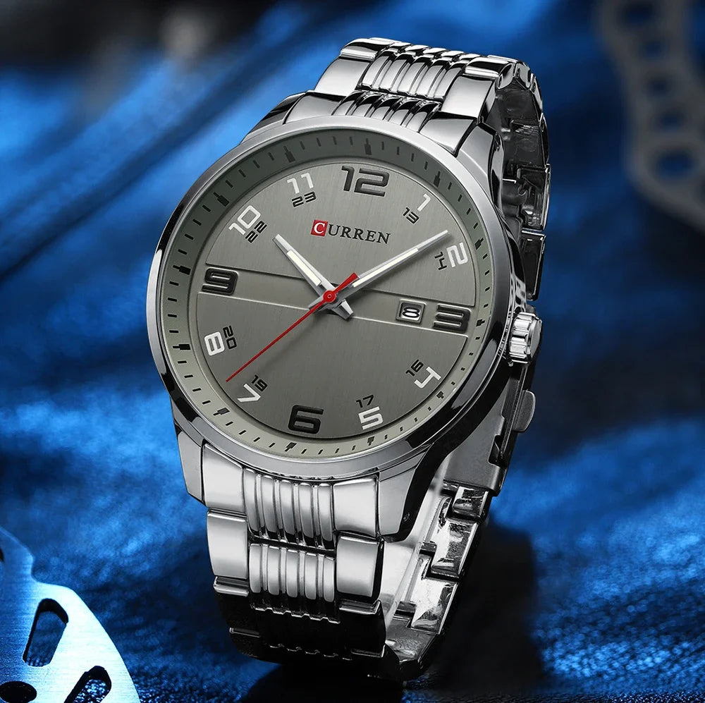 Men Fashion Casual Business Watches Men's Quartz Clock Male stainless steel Strap Wrist Watch Relogio