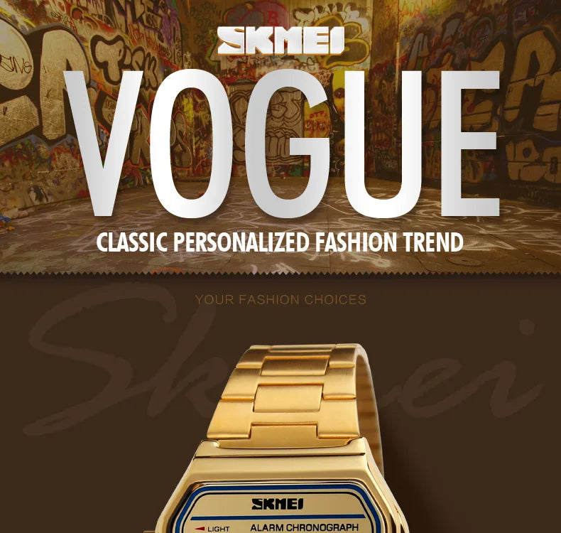 Skmei 3Bar Waterproof Digital Watch Reloj Hombre For Casual Sport 1123 Fashion Men Stainless Steel Strap LED Display Watches