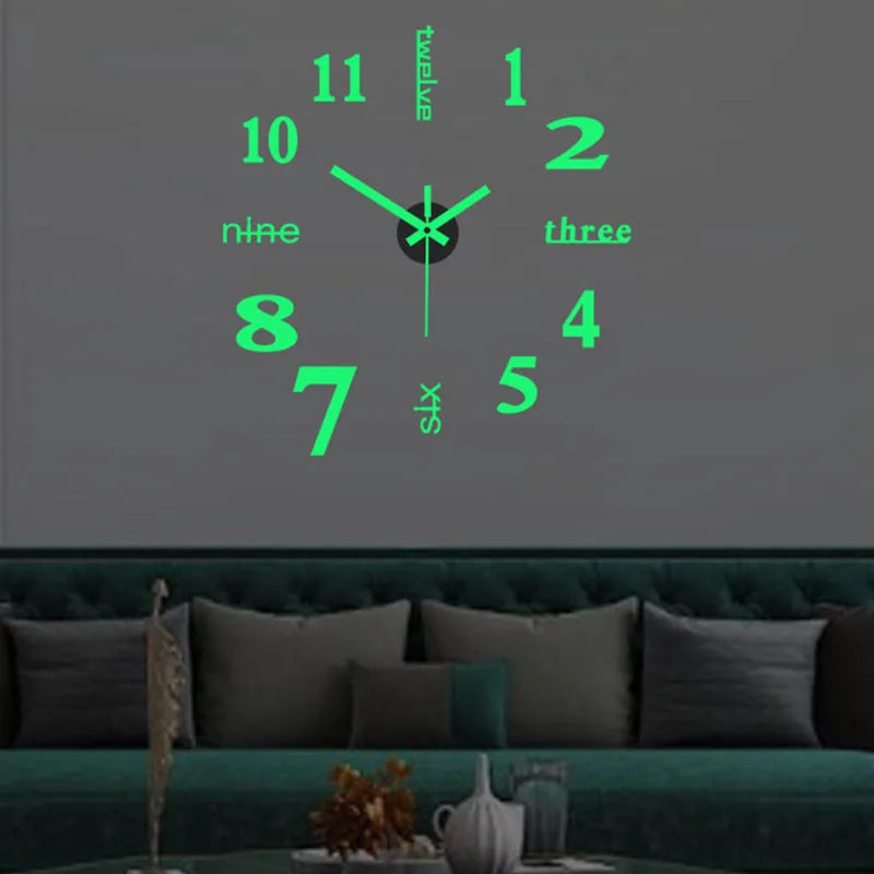 reloj de pared Luminous Wall Clock DIY Quartz Watch Clocks Acrylic Mirror Stickers Horloge Murale Wall Decor Home Decoration HOT