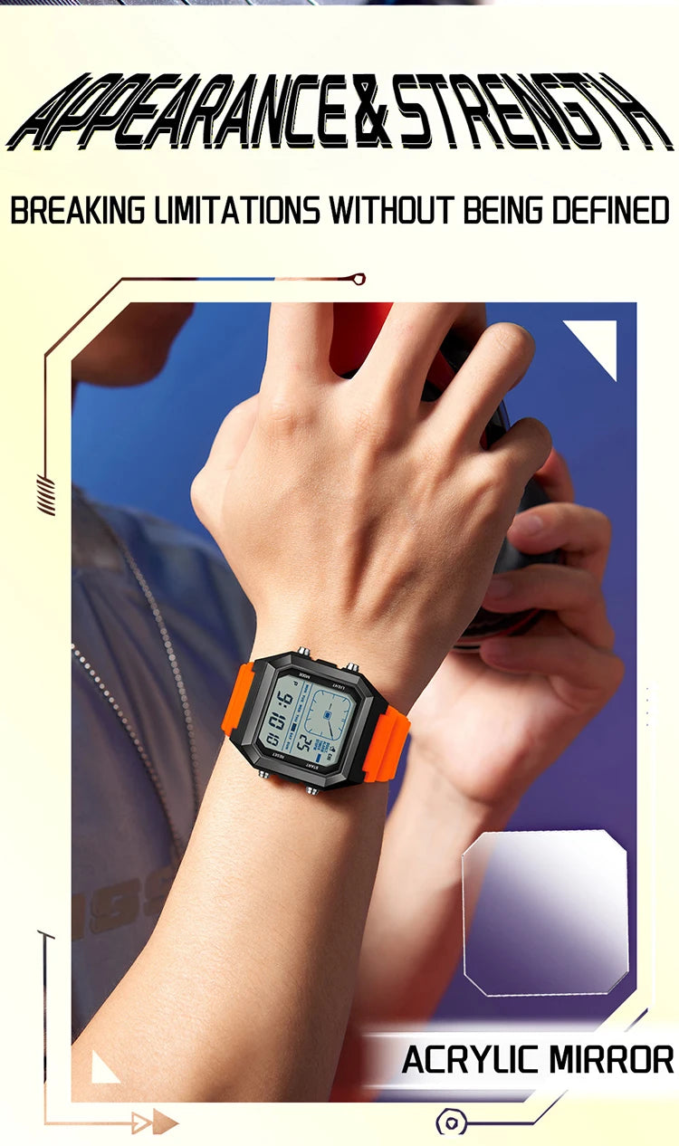 SANDA 6307 Fashion Digital Watches for Man Multifunction Luminous Chronograph Calendar Outdoor Sport Waterproof Electronic Watch