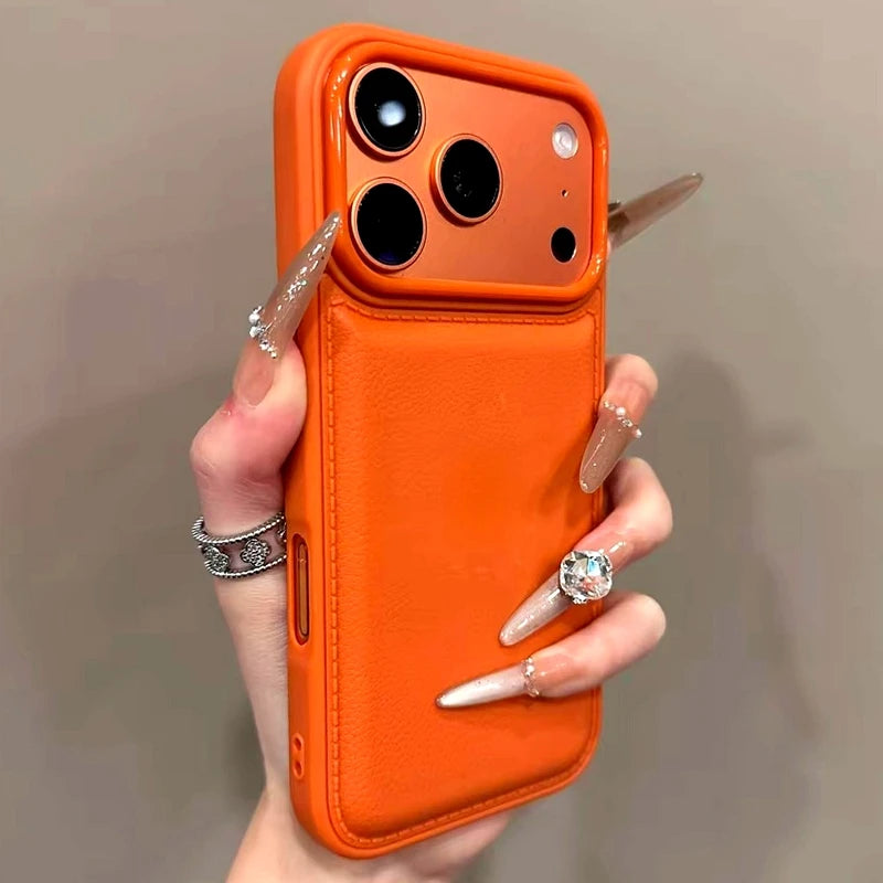 Luxury Drum Cortex Plain Phone Case For iPhone 11 12 13 14 15 16 17 Pro Max Plus Air Shockproof Bumper Cases Cover