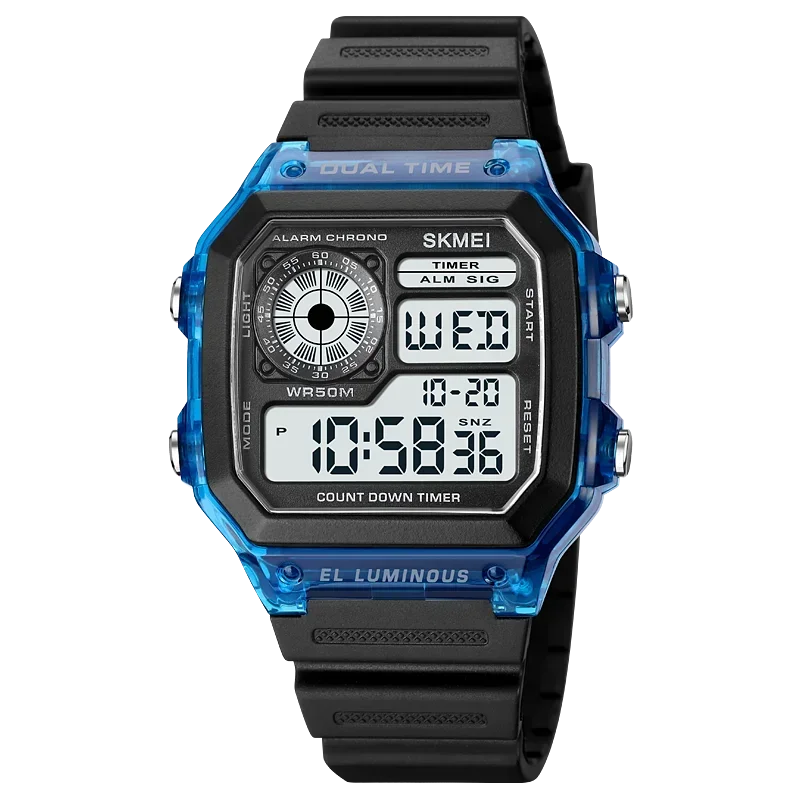 SKMEI 1998 Mens Multifunction 5Bar Waterproof Chrono Wristwatch Clock reloj hombre  Japan Digital Movement Countdown Sport Watch