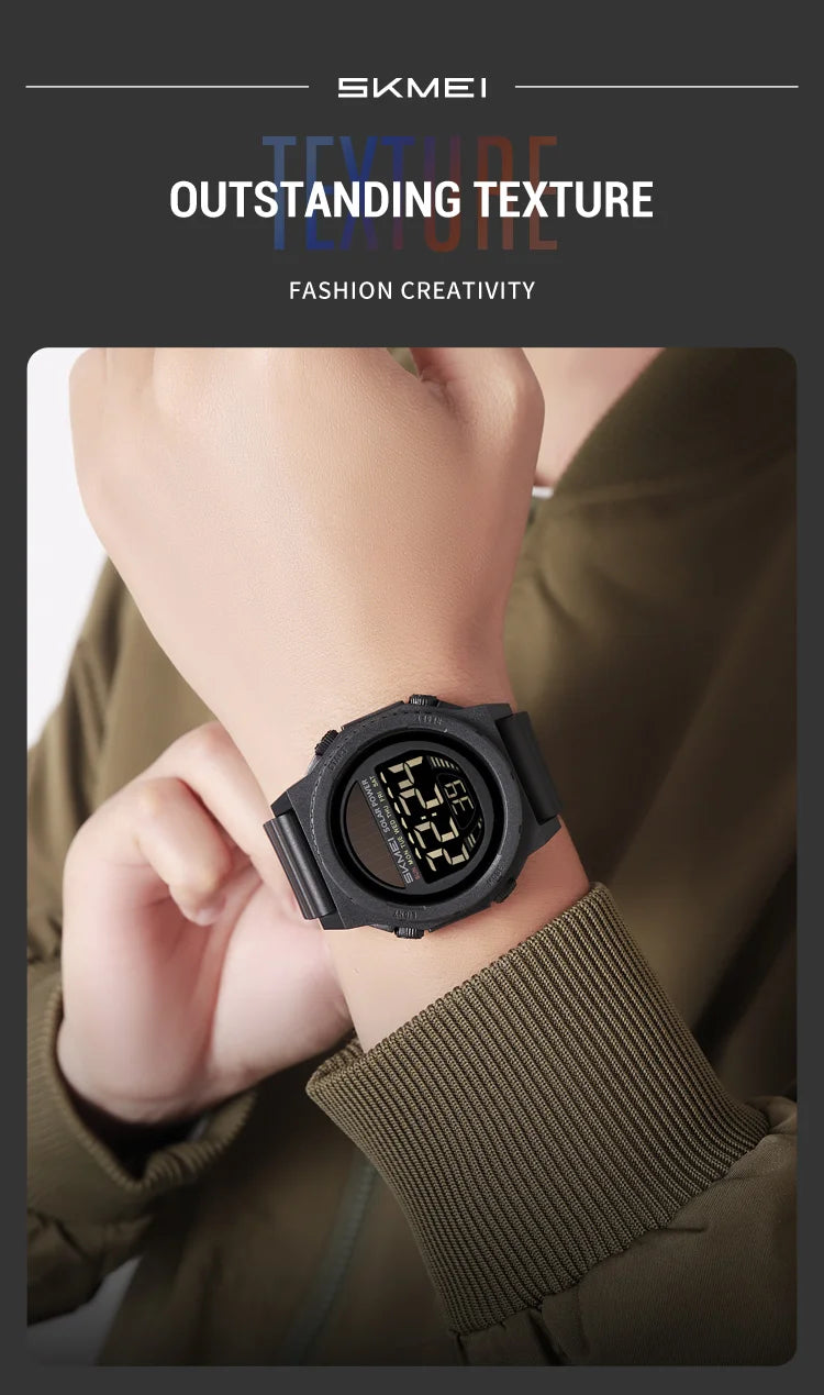 SKMEI Solar Energy Digital Sports Electronic Watches For Men Fashion Casual 5Bar Waterproof Chrono Wristwatch Clock Reloj Hombre