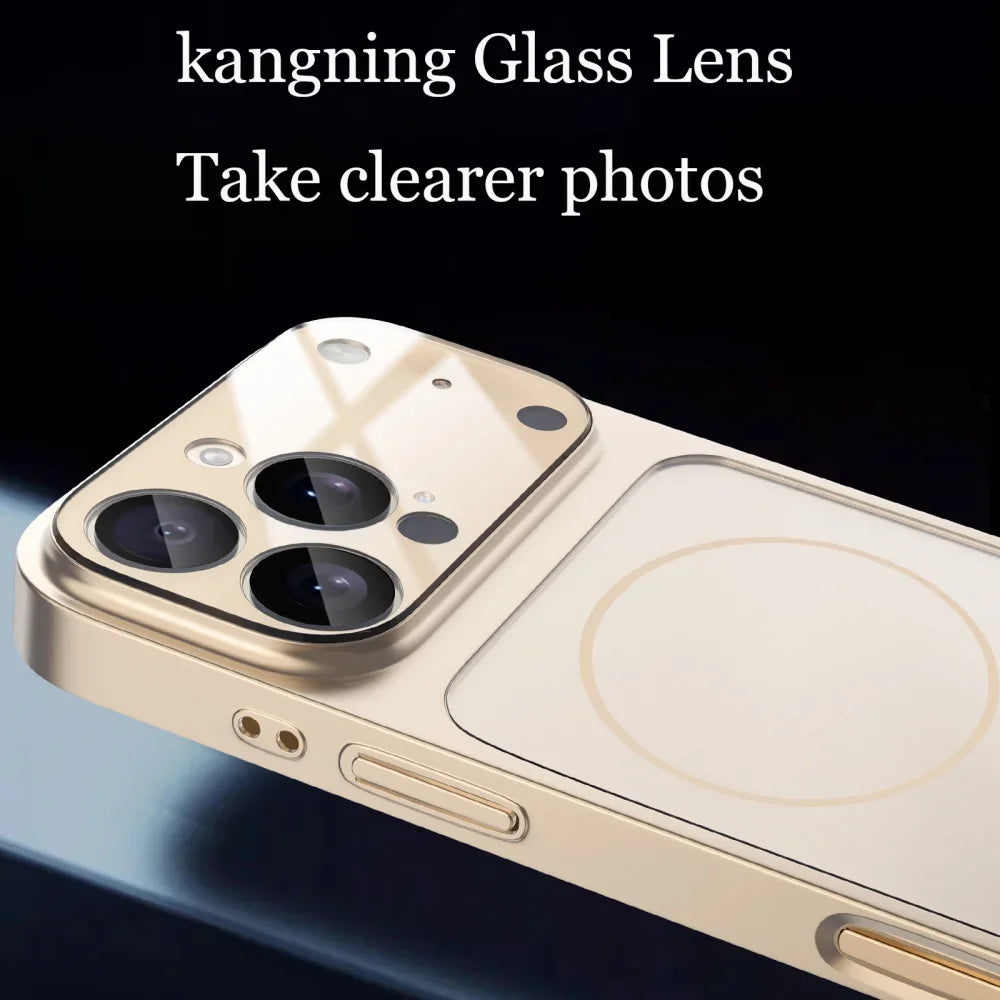 Glass Nano Matte Case For iPhone 17 Pro Max 17Air 17Pro 16 15 14 13 Pro Max Cover Magnetic Wireless Charge Armor Funda