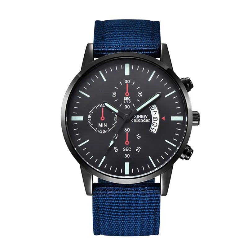 Reloj Hombre Original XINEW Brand Watches For Men Fashion Casual Nylon Band Army Date Quartz Watch Black Relogio Masculino 2024