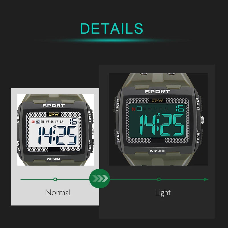 TPW Oversized Digital Watch Big Numbers Easy to Read 5ATM Water Resistant